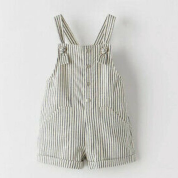 Zara Girl's Striped Overalls - Picture 1 of 6
